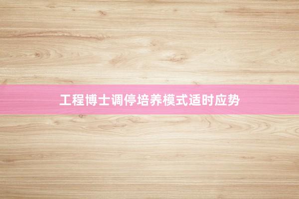 工程博士调停培养模式适时应势