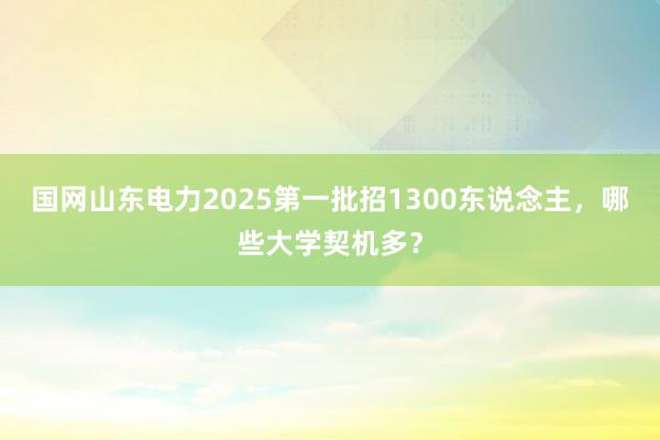 国网山东电力2025第一批招1300东说念主，哪些大学契机多？