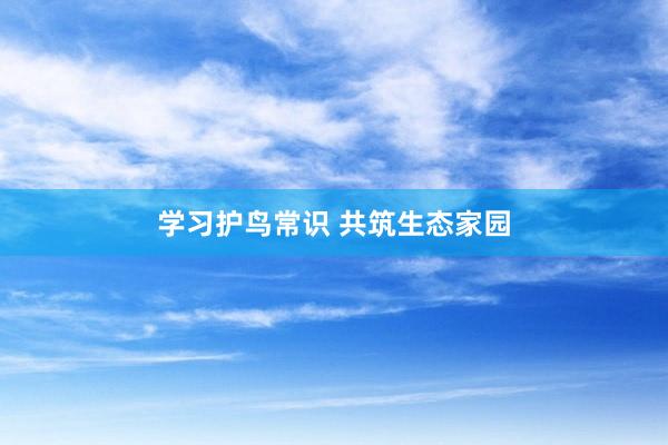 学习护鸟常识 共筑生态家园