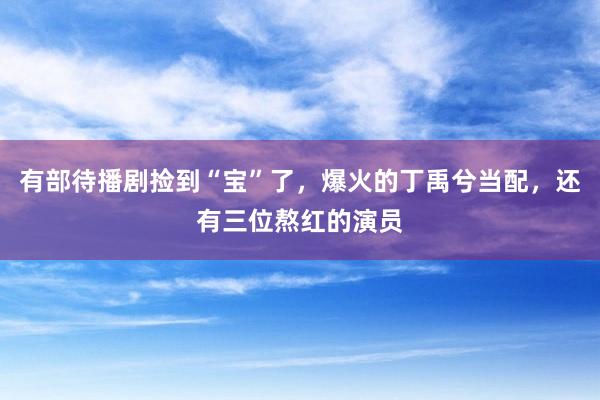 有部待播剧捡到“宝”了，爆火的丁禹兮当配，还有三位熬红的演员